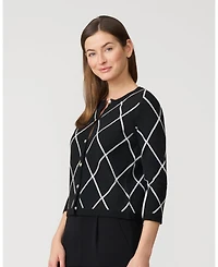 Cable & Gauge Women's Argyle Crewneck Cardigan