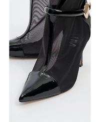 Prologue Shoes Grove Patent Back Zip High Heel Mesh Boot (Women)