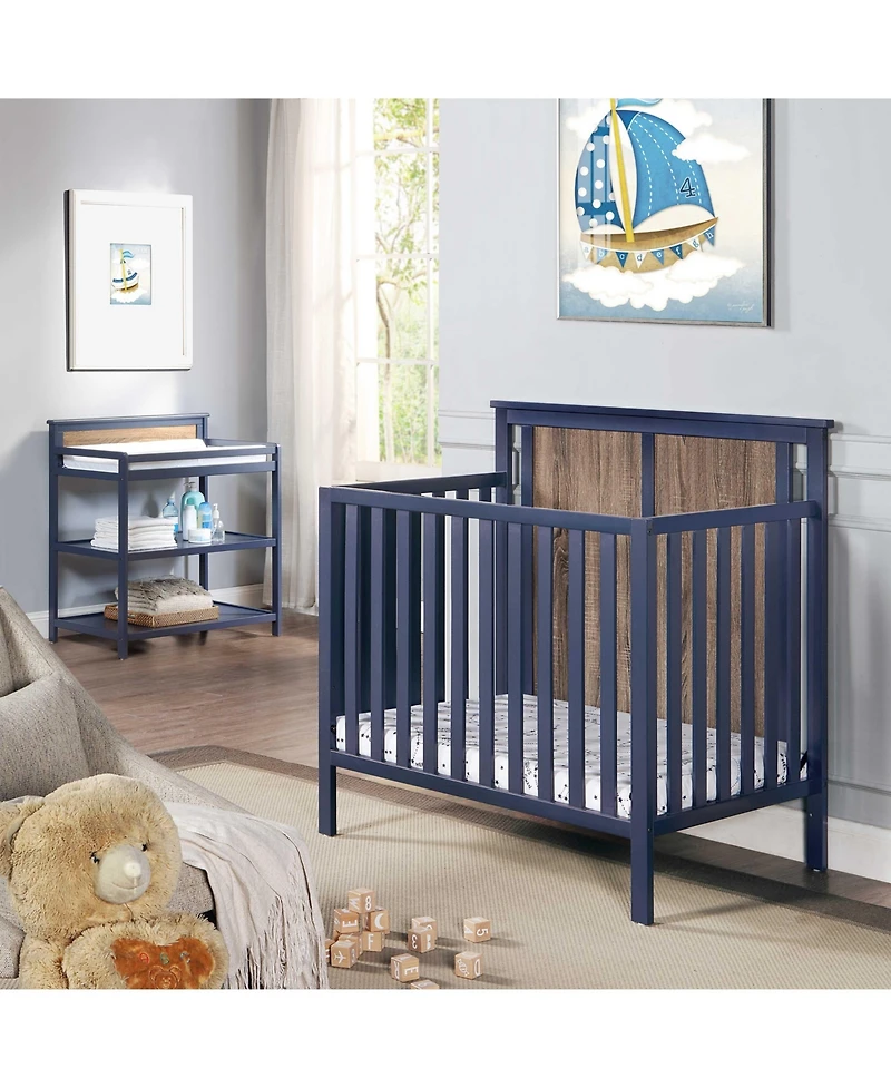 Forest'nSky Mini Crib with Mattress Pad in Gray and Rockport Gray