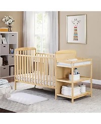 Forest'nSky Natural Wood Crib and Changer Combo with Storage Drawers and Changing Table Top