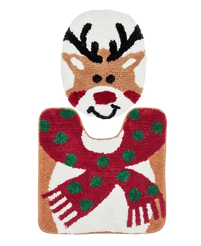 Vcny Home Reindeer Holiday Bath Rug Set, 2 Count