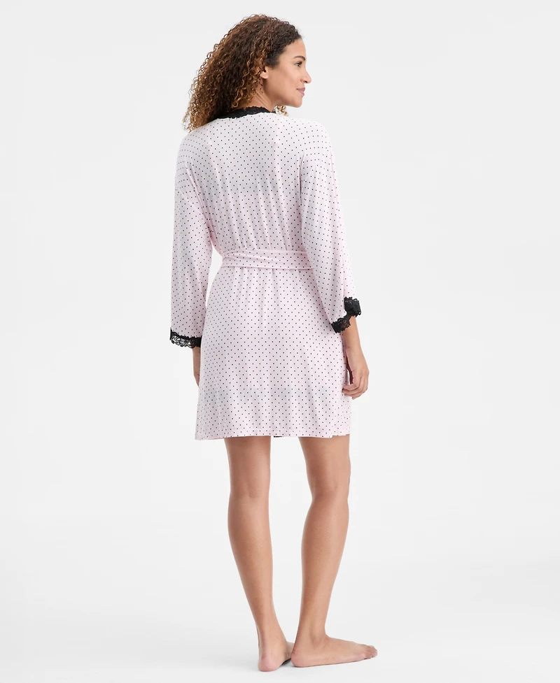 I.n.c. International Concepts Women's Lace-Trim Knit Wrap Robe, Exclusively at Macy's