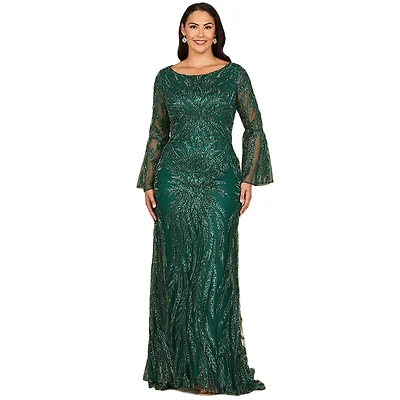 Lara Women's High Neck Beaded Dress with Bell Sleeves