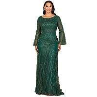 Lara Women's High Neck Beaded Dress with Bell Sleeves