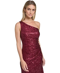 Eliza J Petite One-Shoulder Sequin High-Low Dress