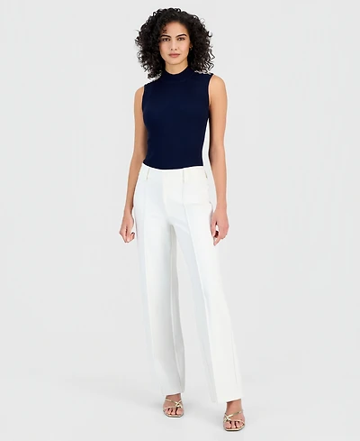 T Tahari Women's High-Rise Wide-Leg Ankle Pants