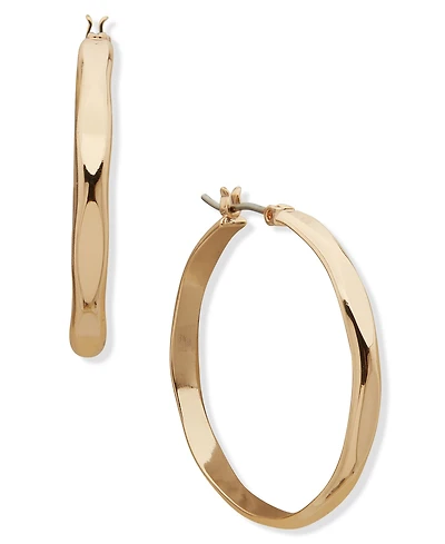 Nine West Gold-Tone Wavy Hoop Earrings