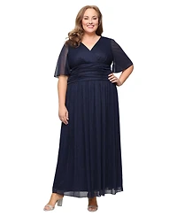 Sl Fashions Plus Long -Neck A-Line Dress