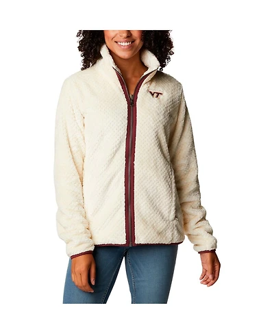 Columbia Women's Cream Virginia Tech Hokies Fireside Ii Sherpa Full-Zip Jacket