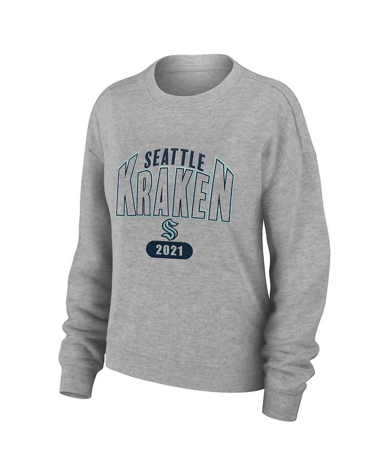 Wear by Erin Andrews Women's 2-Piece Heather Gray Seattle Kraken Knit Long Sleeve Tri-Blend T-Shirt and Pants Sleep Set