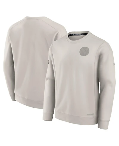 Fanatics Men's Cream Edmonton Oilers Authentic Pro Road Fleece Pullover Sweatshirt