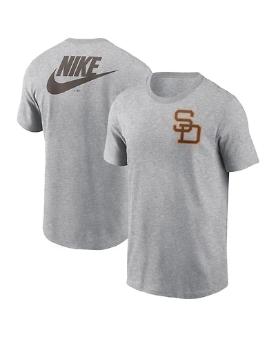 Nike Men's Heather Gray San Diego Padres Cooperstown Collection Large Logo 2-Hit T-Shirt