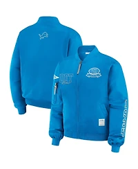 Wear by Erin Andrews Women's Blue Detroit Lions Patch Full-Zip Bomber Jacket
