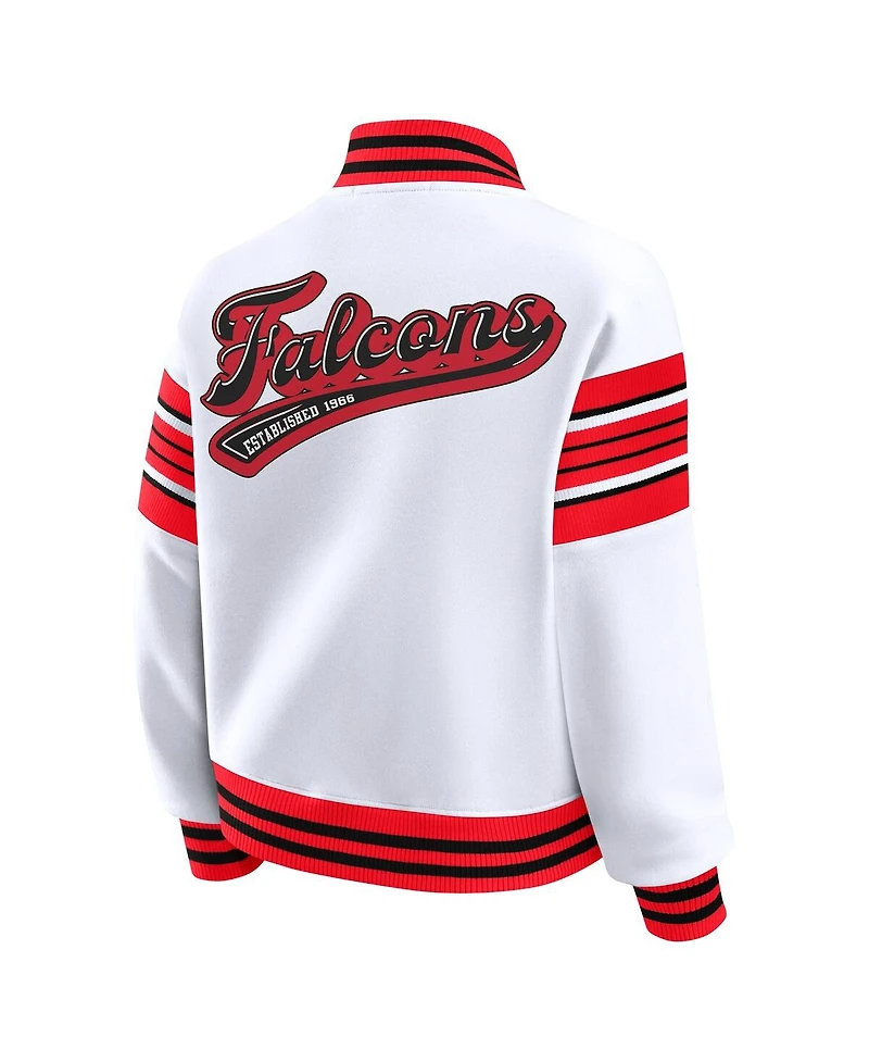 Wear by Erin Andrews Women's White Atlanta Falcons Full-Snap Fleece Sweatshirt Jacket