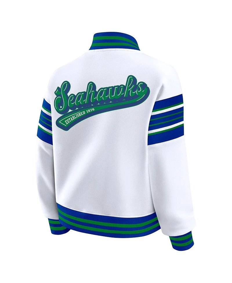 Wear by Erin Andrews Women's White Seattle Seahawks Full-Snap Fleece Sweatshirt Jacket