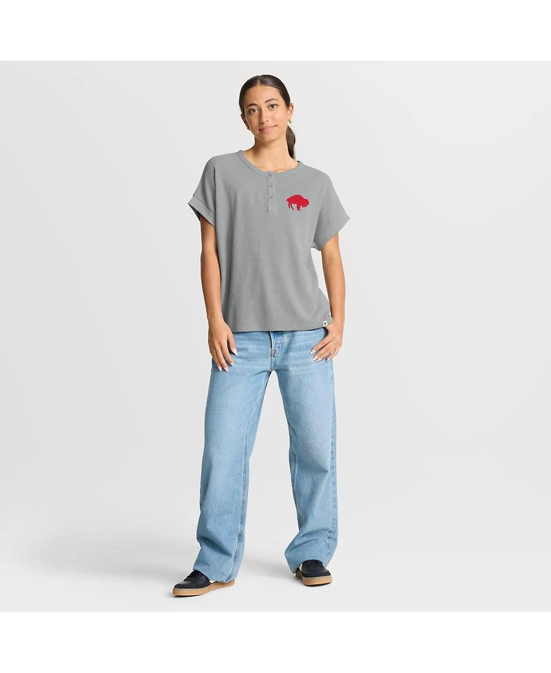 Fanatics Women's Heather Gray Buffalo Bills Oversized Hometown Premium Henley Shirt