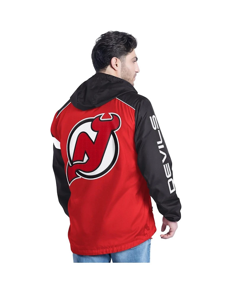 G-iii Sports by Carl Banks Men's Red/Black New Jersey Devils Lateral Half-Zip Hoodie Jacket