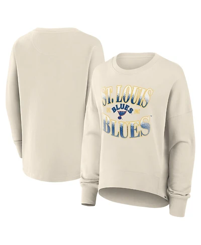 Fanatics Women's Cream St. Louis Blues Oversized Vintage Slice Pullover Sweatshirt
