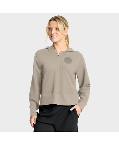Fanatics Women's Tan Boston Bruins Authentic Pro Road Tri-Blend Quarter-Zip Hoodie