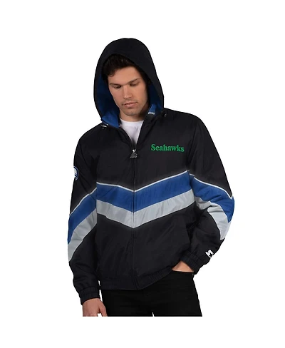 Starter Men's Black/Royal Seattle Seahawks Thursday Night Gridiron Vintage Logo Full-Zip Hoodie