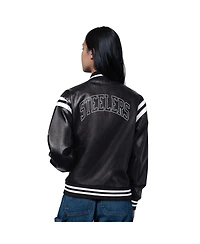 Starter Women's Black/White Pittsburgh Steelers High Heat Full-Snap Varsity Jacket