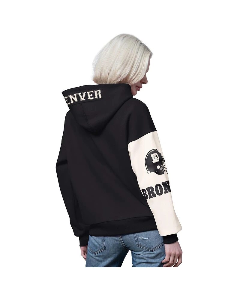 Starter Women's Black/White Denver Broncos 4th Down Full-Zip Hoodie