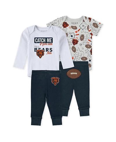 Wear by Erin Andrews Baby Boys and Girls Newborn 3-Piece Chicago Bears Turn Me Around Bodysuits Pant Set