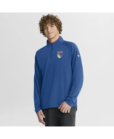 Fanatics Men's Blue New York Rangers Authentic Pro Rink Training Centennial Raglan Quarter-Zip Pullover Sweatshirt