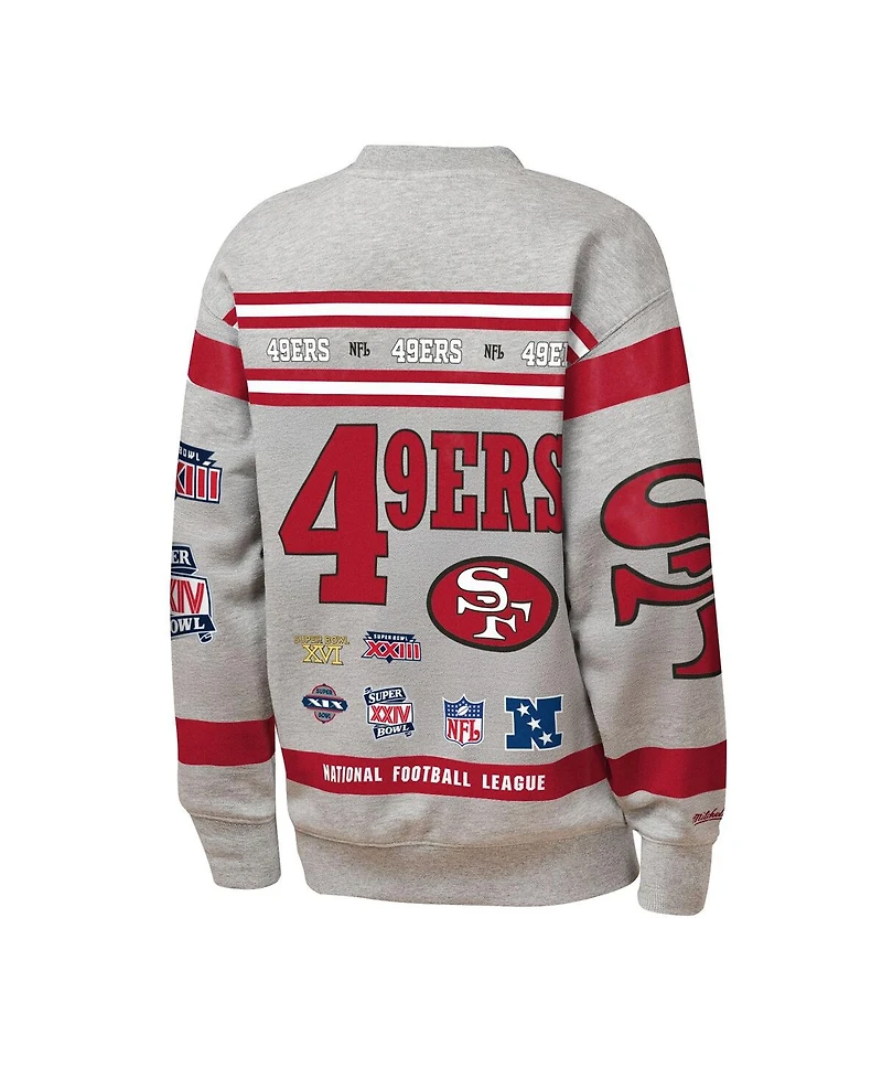 Mitchell & Ness Big Boys and Girls Gray San Francisco 49ers Throwback All-Over Print Fleece Sweatshirt