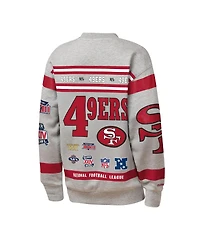 Mitchell & Ness Big Boys and Girls Gray San Francisco 49ers Throwback All-Over Print Fleece Sweatshirt