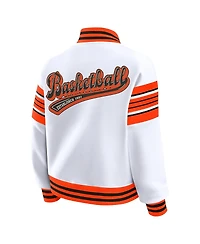 Wear by Erin Andrews Women's White/Orange Wnba Full-Snap Fleece Sweatshirt Jacket