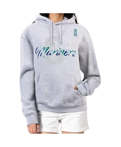 G-iii 4Her by Carl Banks Women's Heather Gray Seattle Mariners Shadow Logo Graphic Pullover Hoodie
