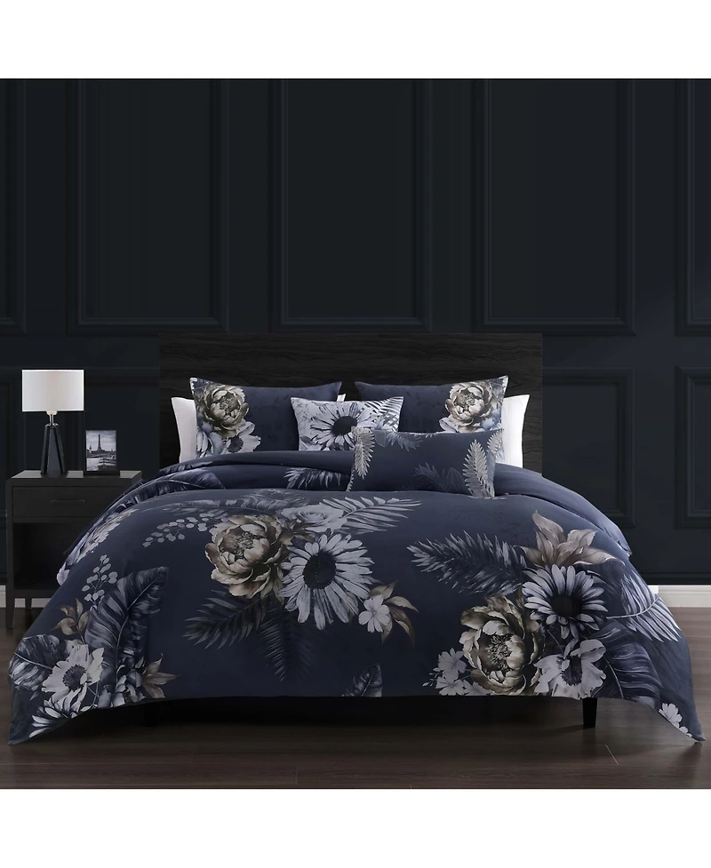 Bebejan Forget Me Not Bedding 100% Cotton Sateen 5 Piece Reversible King Comforter Set