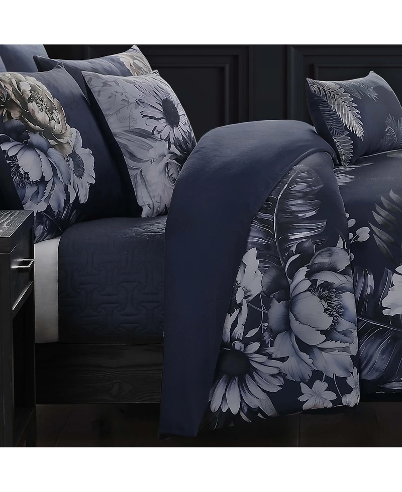 Bebejan Forget Me Not Bedding 100% Cotton Sateen 5 Piece Reversible Queen Comforter Set