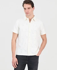 Guess Men's Alden Clip Jacquard Short-Sleeve Woven Button-Front Shirt