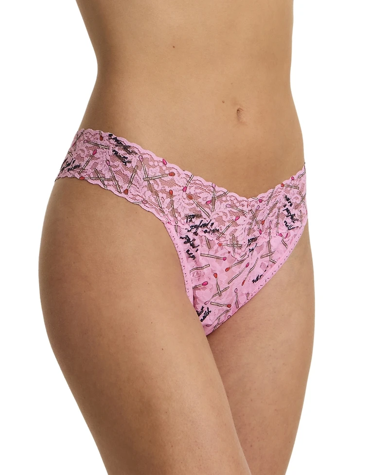 Hanky Panky Women's Printed Signature Lace Original Rise Thong Underwear