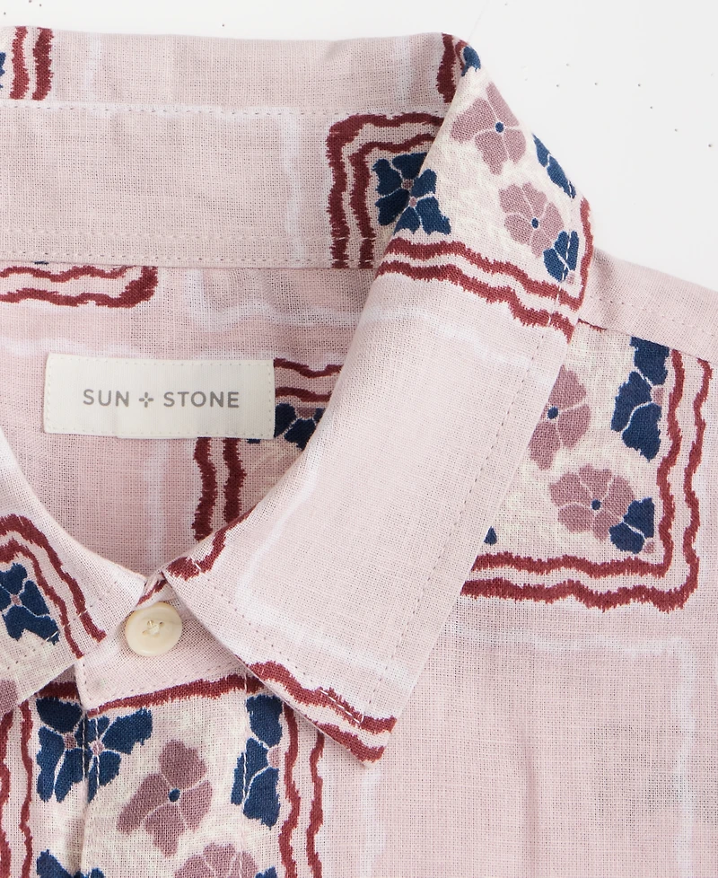 Sun + Stone Men's Short Sleeve Mosaic Print Button-Front Shirt, Macy's Exclusive