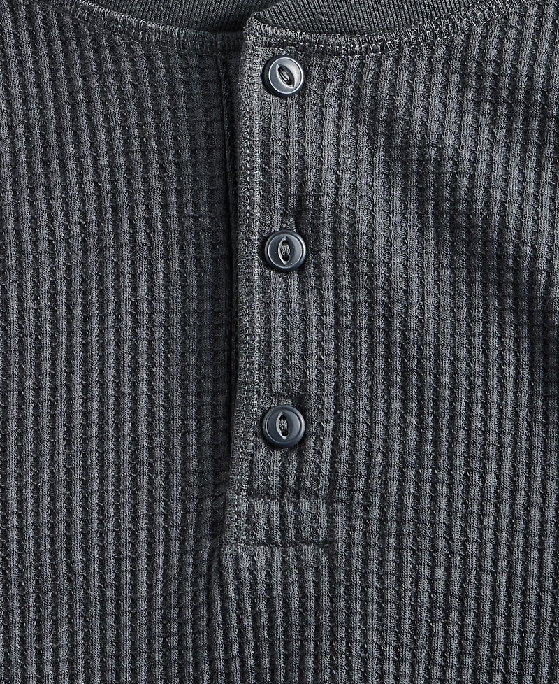 Sun + Stone Men's Thermal Waffle-Knit Henley Shirt, Macy's Exclusive