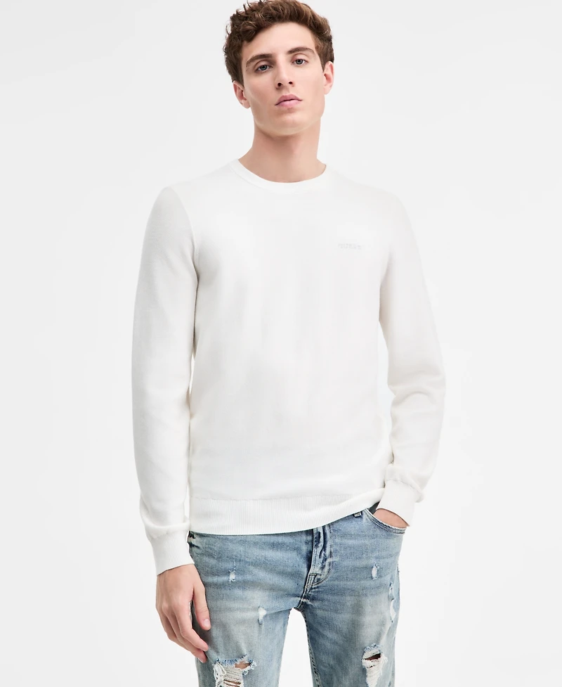 Guess Men's Karim Piquet Stitched Crewneck Sweater