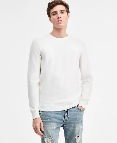 Guess Men's Karim Piquet Stitched Crewneck Sweater