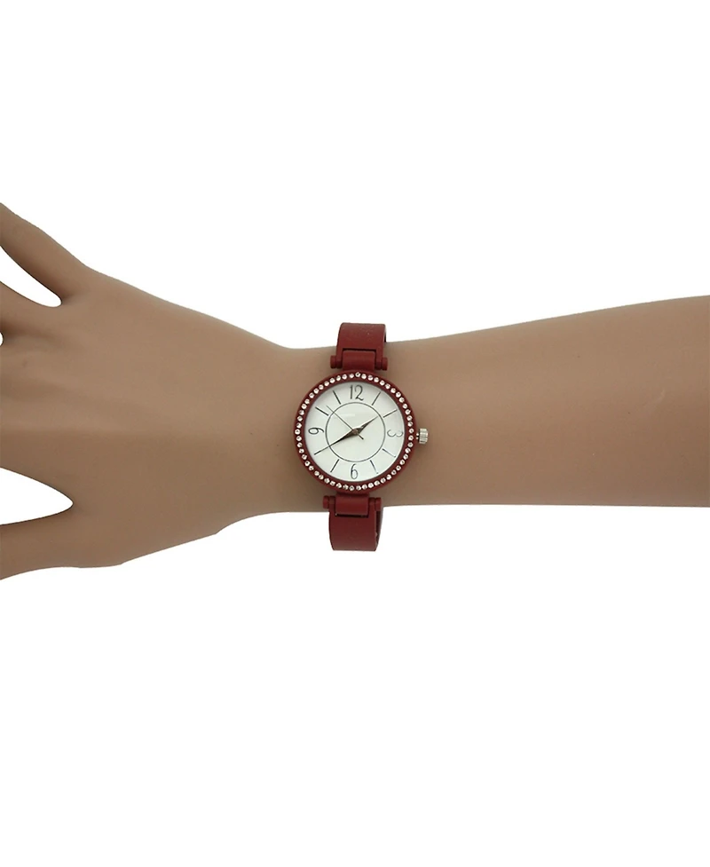 Solid Colors And Rhinestone Detail Bangle Watch
