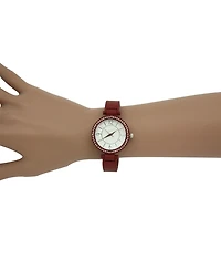 Solid Colors And Rhinestone Detail Bangle Watch