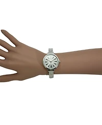 Silver Petite Artistic Bangle Watch