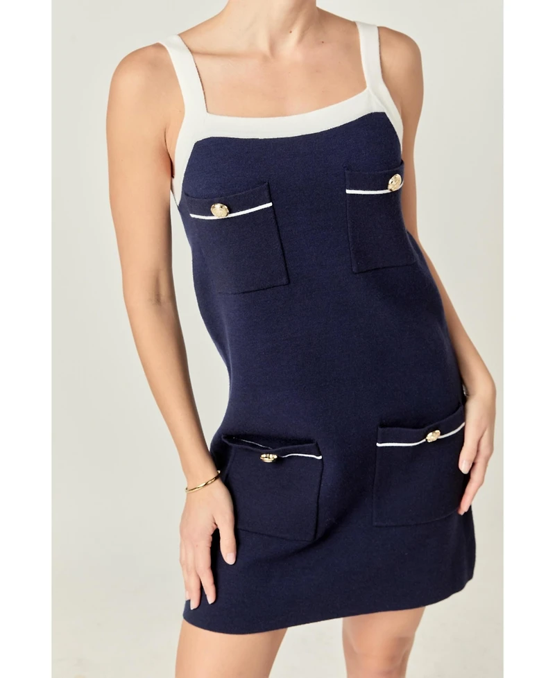 English Factory Women's Knit Mini Dress With Pockets