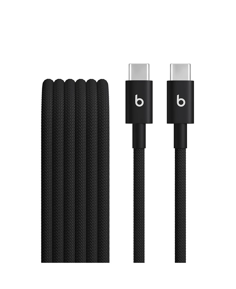 Beats Usb-c to Usb-c Woven Cable Fast Charging Durable/Tangle-Free Compatible Charger for Apple & Android Devices (1.5 m, 5 ft) - Bolt Black