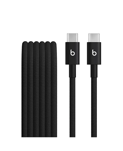 Beats Usb-c to Usb-c Woven Cable Fast Charging Durable/Tangle-Free Compatible Charger for Apple & Android Devices (1.5 m, 5 ft) - Bolt Black