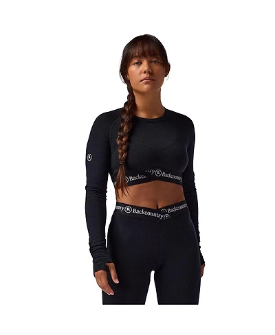 Backcountry Women's Cedars Rws Merino Lt-Wt Baselayer Cropped Crew Top Lightweight Long Underwear Tops
