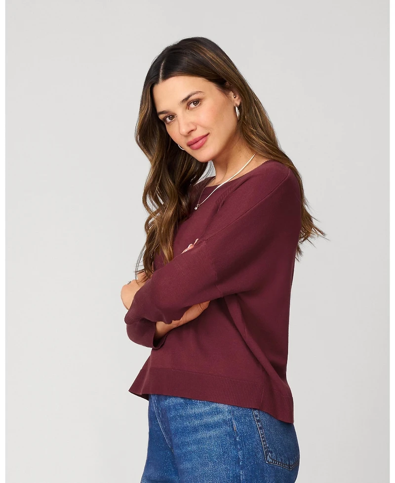 Cable & Gauge Button Back Rib Knit Sweater