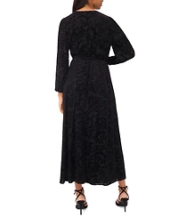 Msk Women's Long Sleeve V-Neck Velvet Maxi Dress