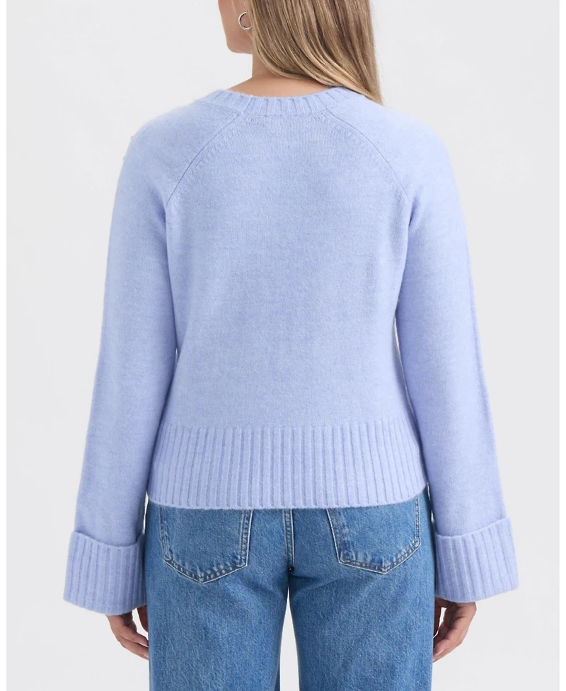 Ellen Tracy Women's Embellished Raglan Sleeve Sweater